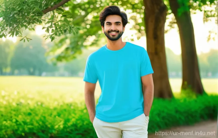 남성용 무지 티셔츠 추천 - **Prompt: Summer Comfort and Breathability**
"A young man in his early twenties, with a warm and...