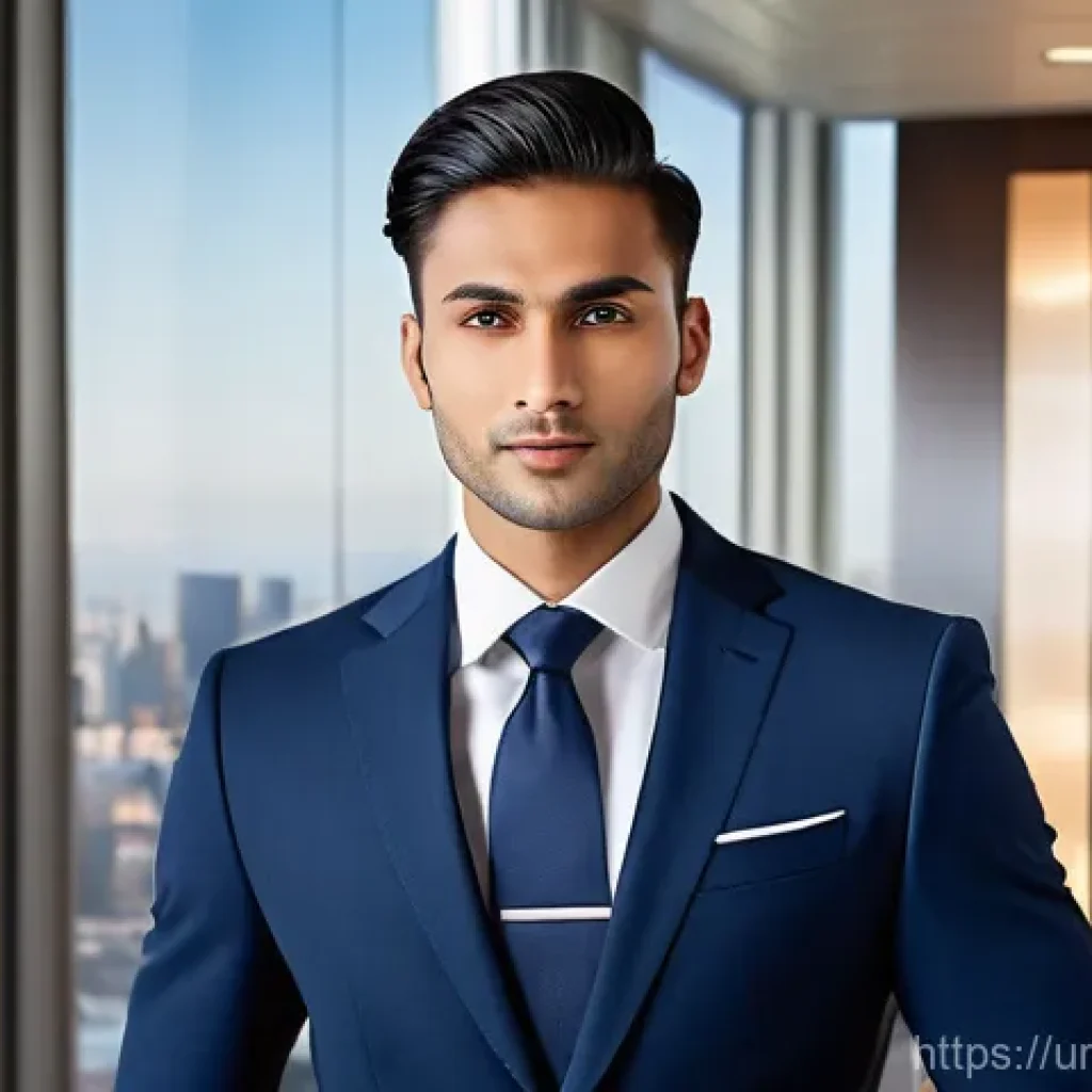 남성 헤어스타일과 의상 매치 - **Prompt: The Professional's Polish**
A highly detailed, photo-realistic image of a confident yo...